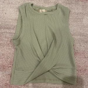 alterd state green cropped tank with a cross over detail